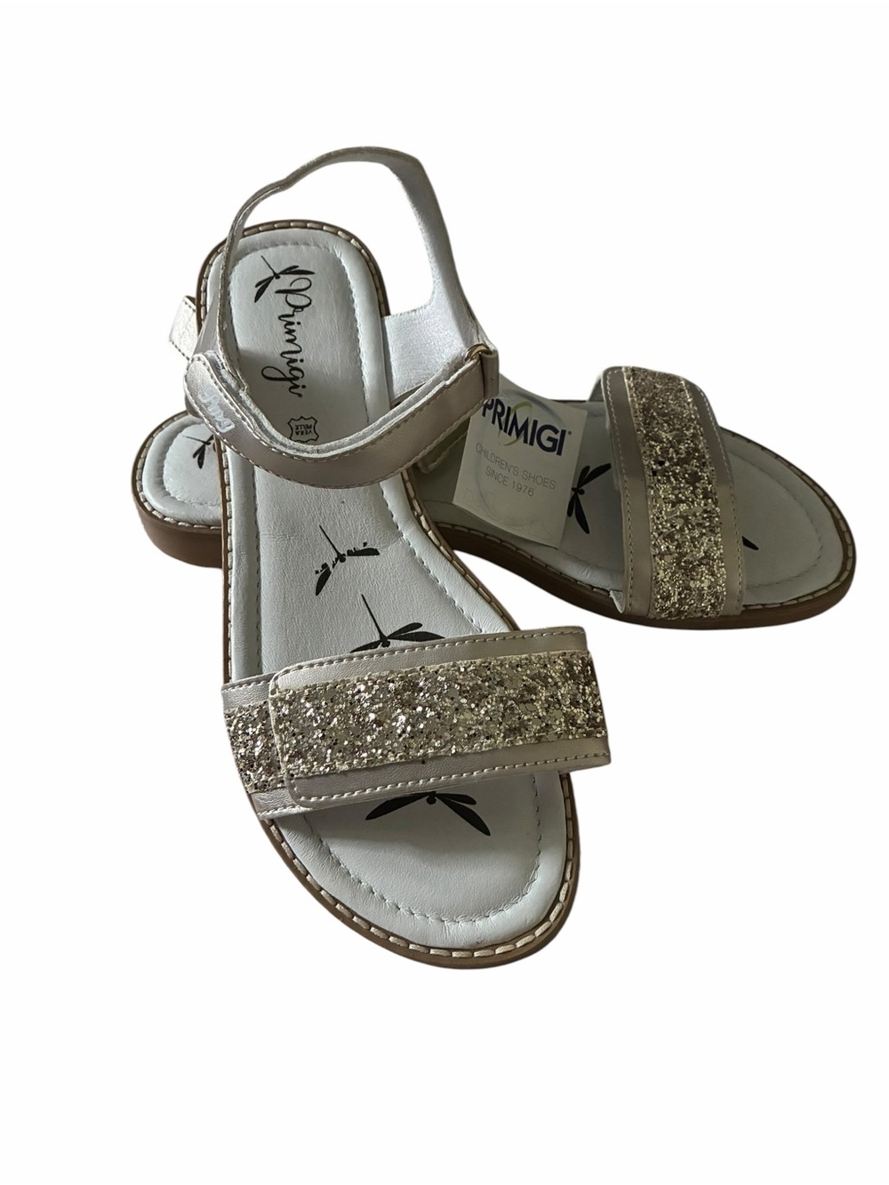 Primigi Girls Sparkle Gold-Tan Strap Sandals Juniors Sz 7